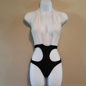 B&W One Piece Bathing Suit
